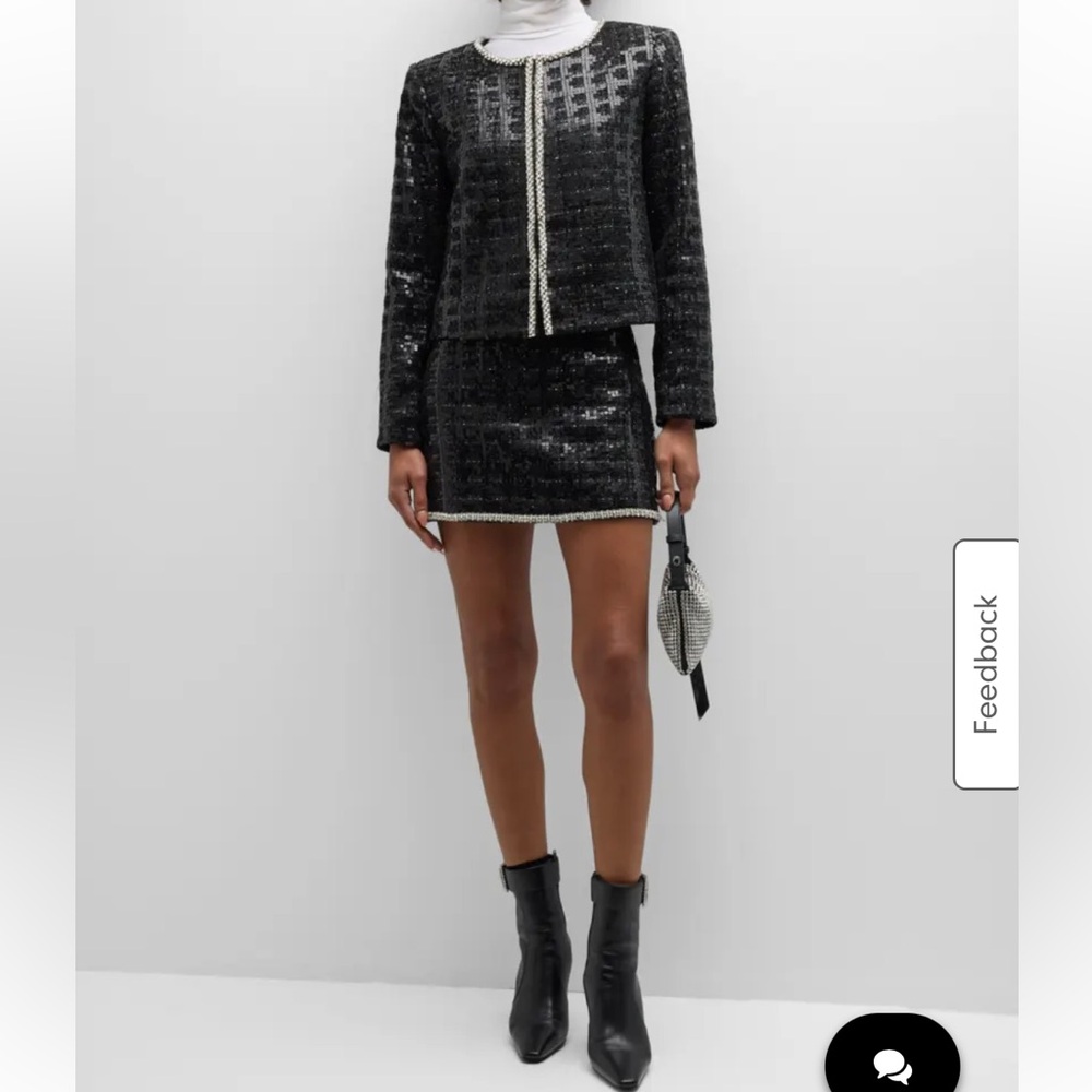Alice + Olivia NEW Kidman Sequin Tweed Jacket & Skirt size Small Petite